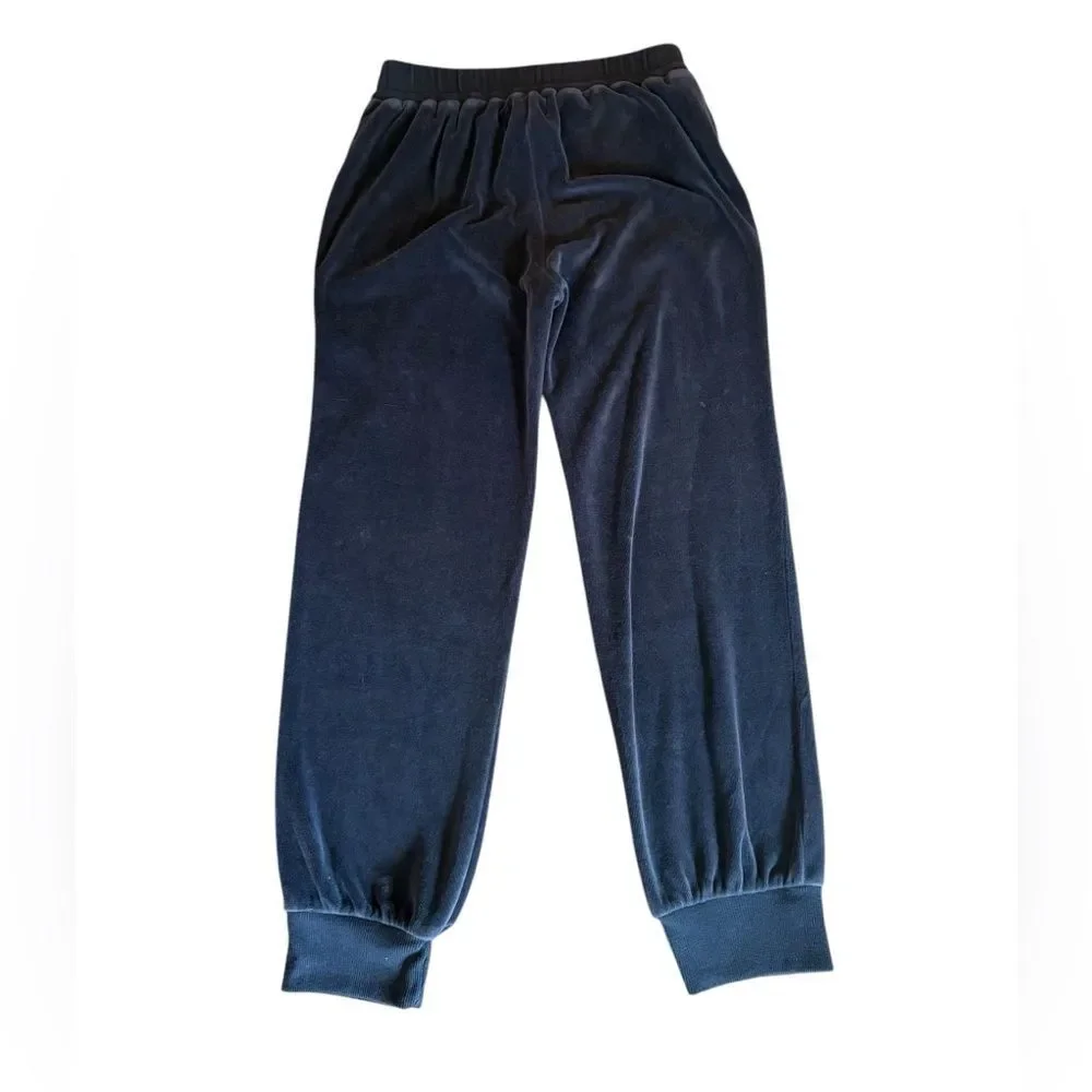 Madewell MWL Velour Crewneck Sweatshirt And Slim Joggers Set Womens XS Navy Blue